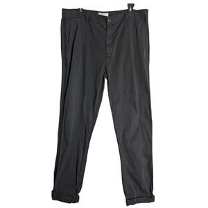 Ovadia Side-Stripe Chino Track Pants Men's 38 Black Cotton Straight Leg